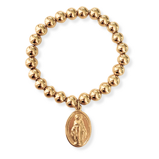 Beaded Virgin Mary Charm Bracelet