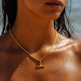 Rope Chain Bar Pendant Necklace