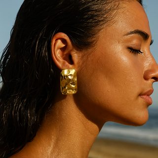 Large Hammered Rectangle Earring