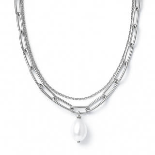 Renee Double Chain Pearl Choker Necklace