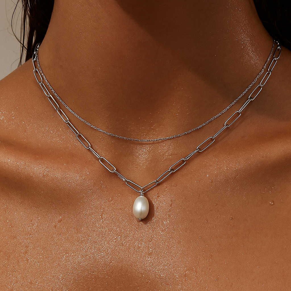 Renee Double Chain Pearl Choker Necklace - Ellie Vail Jewelry