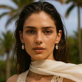 Soraya Cluster Pearl Huggie Hoop Earring