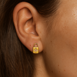 Star Lock Stud Earring