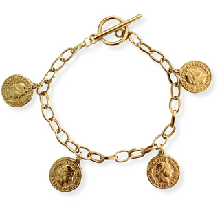 Toggle Chain Coin Charm Bracelet