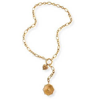 Double Charm Sunburst Lariat Necklace