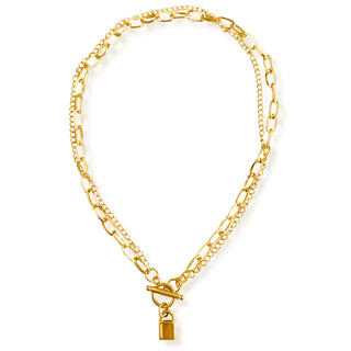 Lock Pendant Toggle Chain Necklace