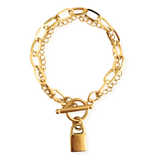 Lock Pendant Toggle Chain Bracelet