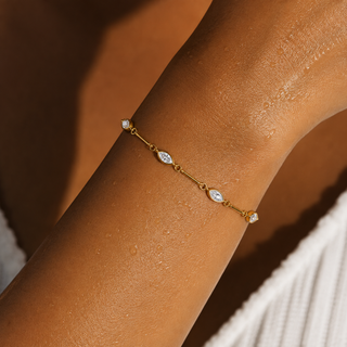 Oval Stone Charm Bracelet