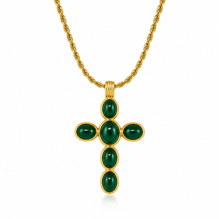 Rope Chain Cross Charm Necklace