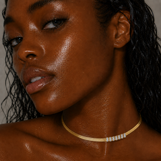 Herringbone Stone Choker Necklace