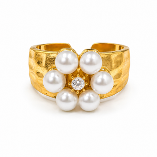 Hammered Pearl Ring