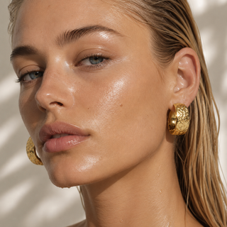 Large Hammered hoop Earring
