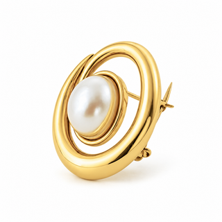 Spiral Pearl Brooch
