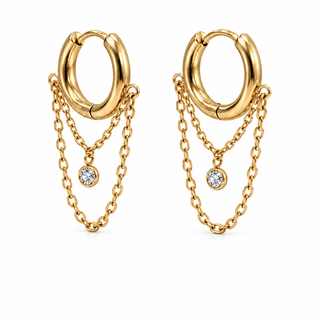 Mini Hoop Drop Chain Earring