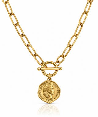 Toggle Chain Coin Pendent Necklace