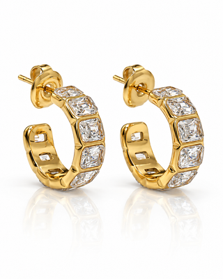 Emerald Bezel Mini Hoop Earring