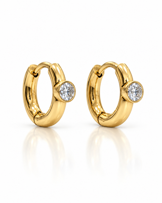 Bezel Stone Mini Hoop Earring