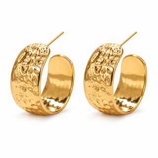 Large Hammered hoop Earring