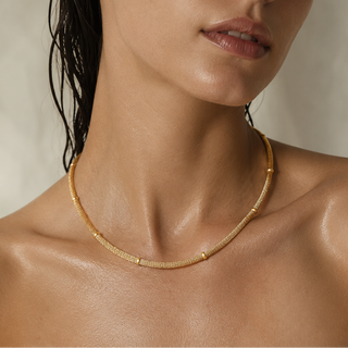 Cosette Beaded Round Mesh Chain Necklace