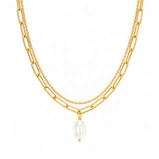 Renee Double Chain Pearl Choker Necklace