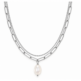 Renee Double Chain Pearl Choker Necklace