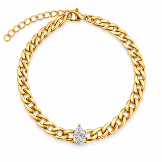 Pear Stone Chain Bracelet