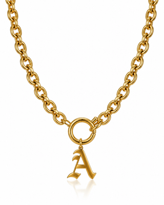 Gothic "A" Initial Pendant Necklace