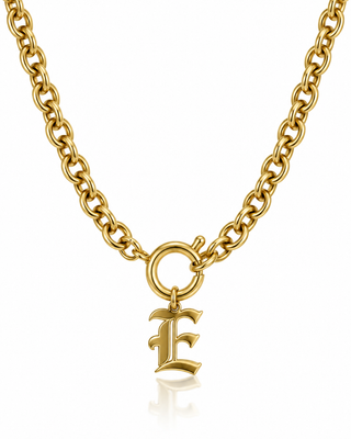 Gothic "E" Initial Pendant Necklace