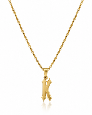 Gothic "K" Initial Pendant Necklace