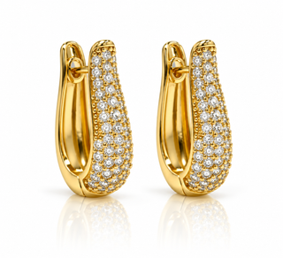 Pavé Horse shoe Hoop Earrings