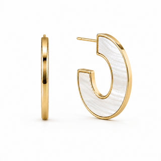 Dua Mother Of Pearl Medium Hoop Earring