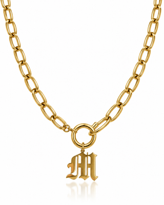 Gothic "M" Initial Pendant Necklace