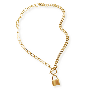 Lock Pendant Toggle Chain Necklace