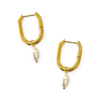 Oval Pearl Drop Earring