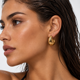 Tapered Dome Hoop Earring