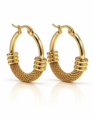 Small Half-Mesh Hoop Earring