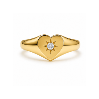 Vesper Heart Signet Ring — Stackable Ring