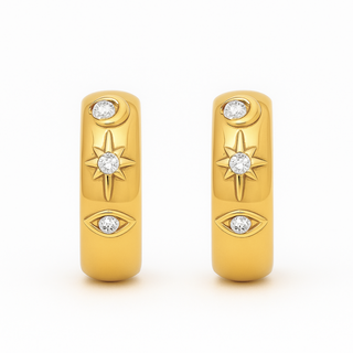 Wilder Evil Eye Celestial Huggie Hoop Earring