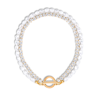 Ellie Vail - Topanga Double Chain Pearl Toggle Bracelet